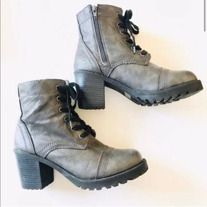 RUE21 Grey Vegan Leather Combat Boots Moto Utility Style Boots Size L
